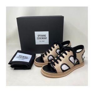 OPENING CEREMONY Lace-Up Leather Wedge Sandals